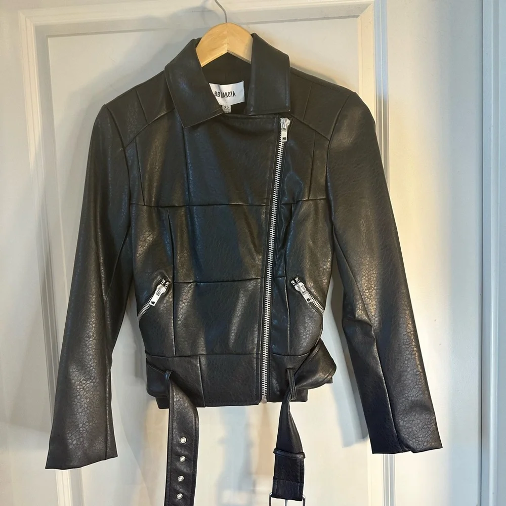 NWT BB Dakota Faux Leather Motor Jacket, size XS